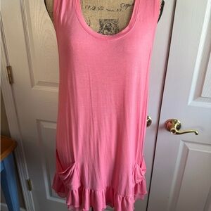 LOGO by Lori Goldstein Pink Ruffled Sleeveless Tunic